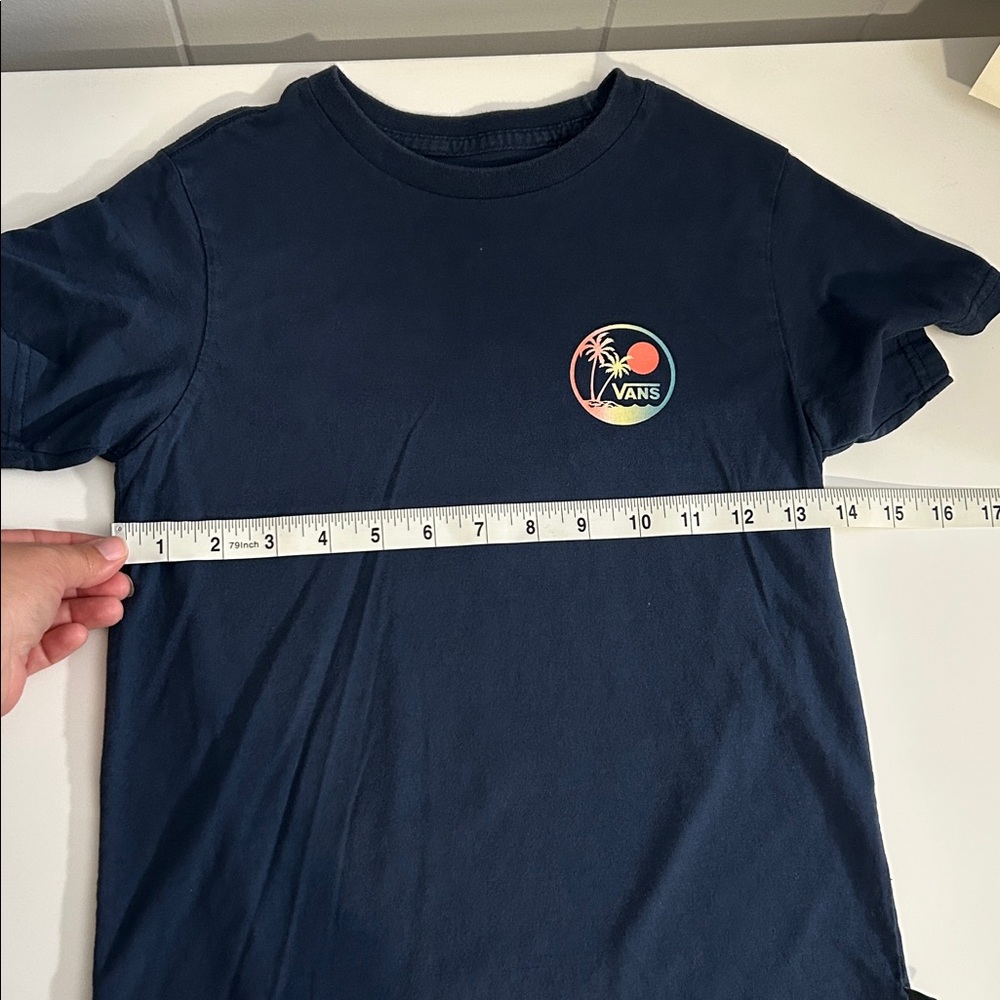 Vans Boy’s Navy Tropical Short Sleeve Graphic T-Shirt Size 6 - Picture 6 of 7
